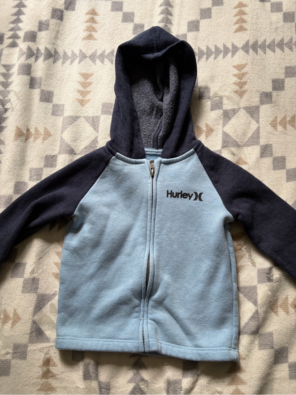 Hurley Light Blue & Navy Kids Zip-Up Hoodie